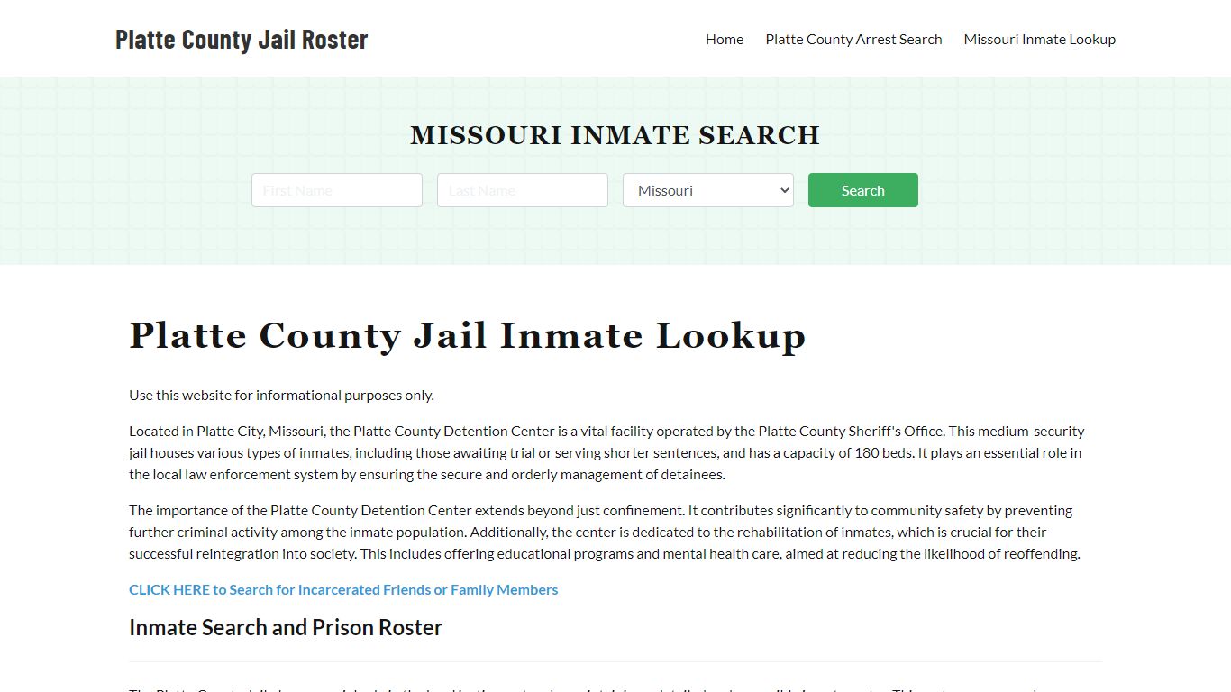 Platte County Jail Roster Lookup, MO, Inmate Search